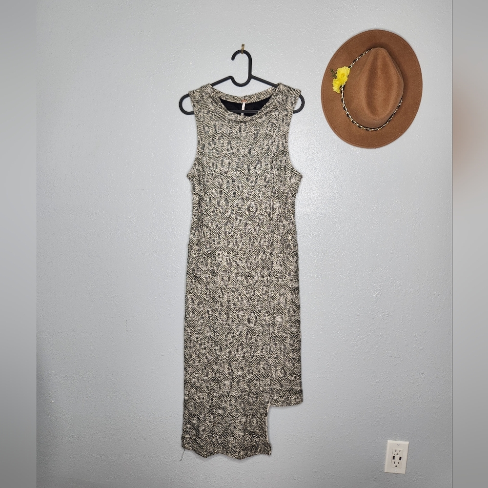 Free People Size S Cora Gray Patterned Asymmetric Midi Dress View 2